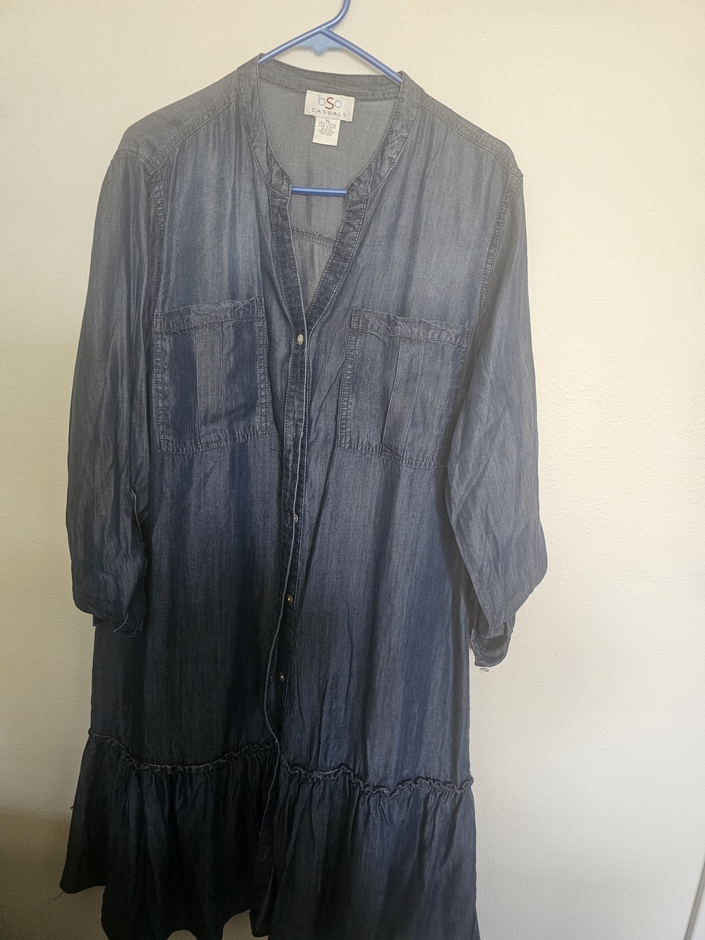 SO Dark Blue Long Sleeve Denim Shirt Dress
